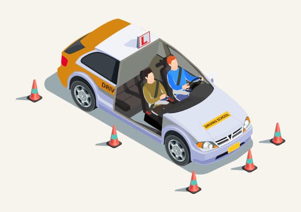 Istruttrice e allievo durante una lezione di guida pratica con la Scuola Guida Keller a Locarno